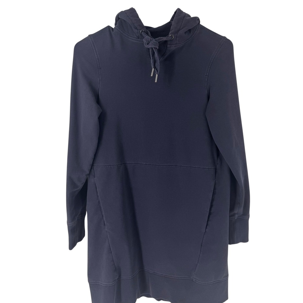 COS Navy Blue Hooded Sweatshirt Dress XS Mini Long Sleeve Kangaroo Pocket - Picture 4 of 10